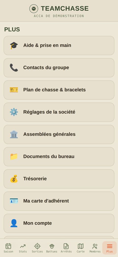 Le menu Plus : réglages et documents