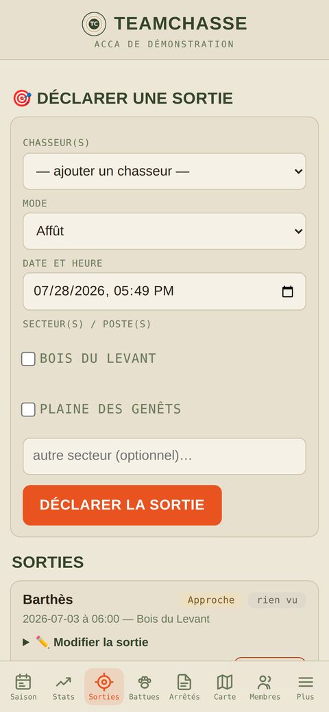Les sorties déclarées