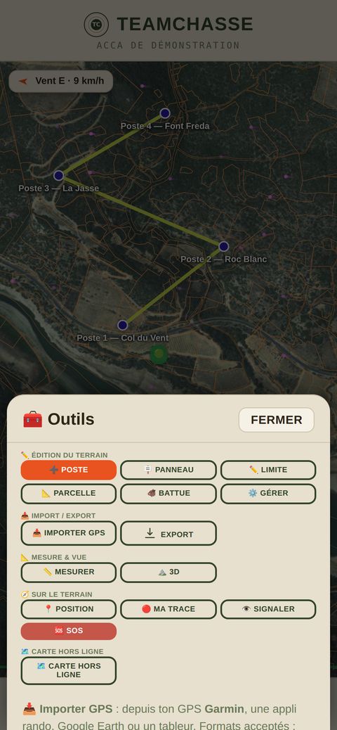 Les outils de la carte : poste, panneau, limite, parcelle