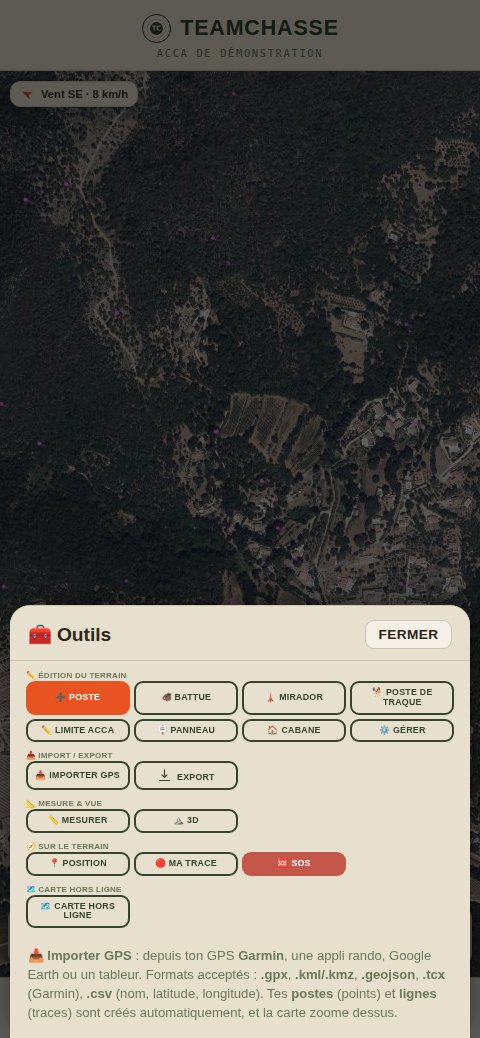 Les outils de la carte : poste, panneau, limite, parcelle
