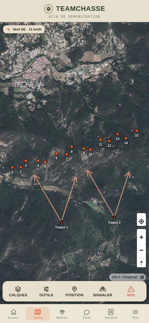 Placement des chasseurs aux postes, ouvert en carte depuis la messagerie